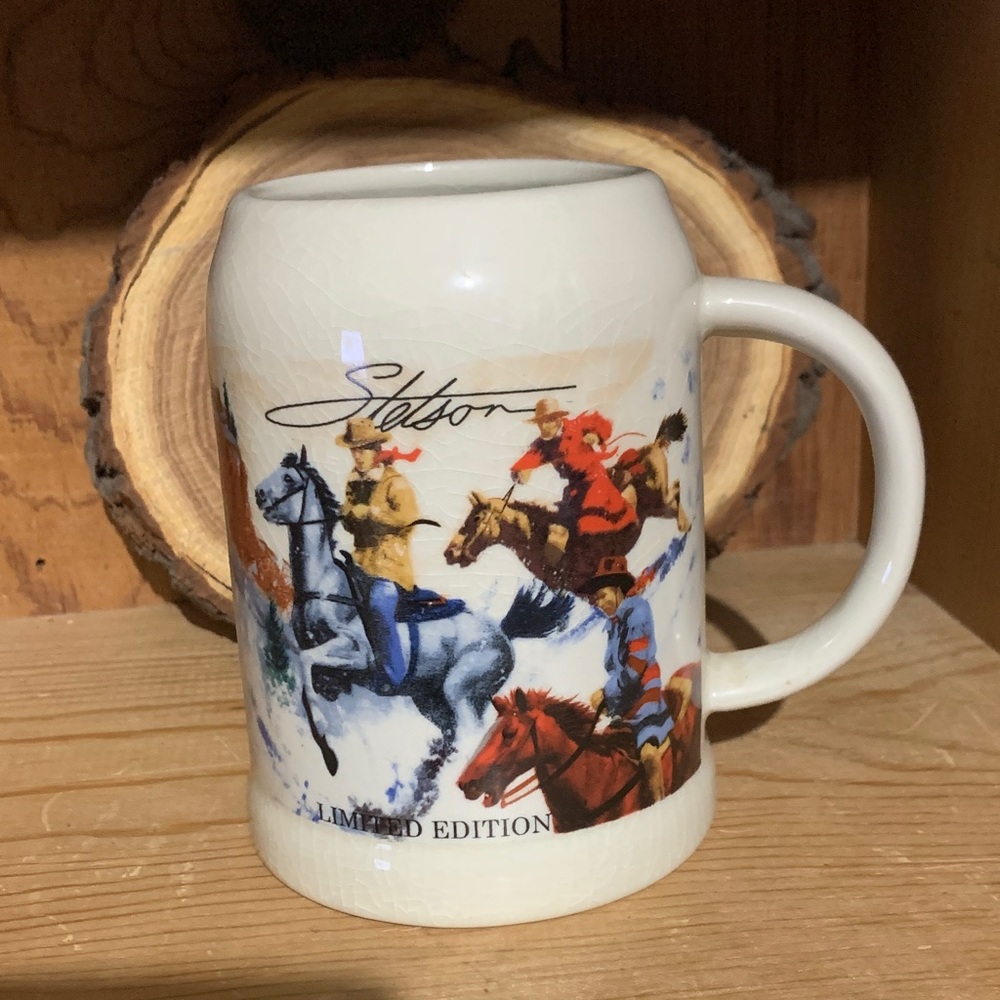 Stetson Limited Edition Cowboy Large  Cream Mug with Colorful Rider Design